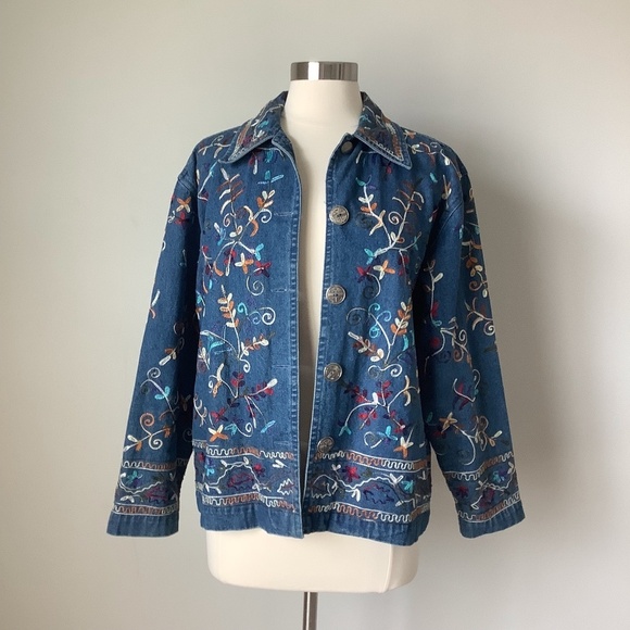 Vintage Embroidered Denim Jeans Jacket - Picture 6 of 16